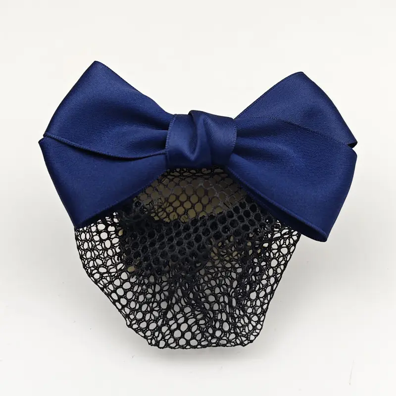 Black Embroidered Bow Hair Net for Women - Image 34
