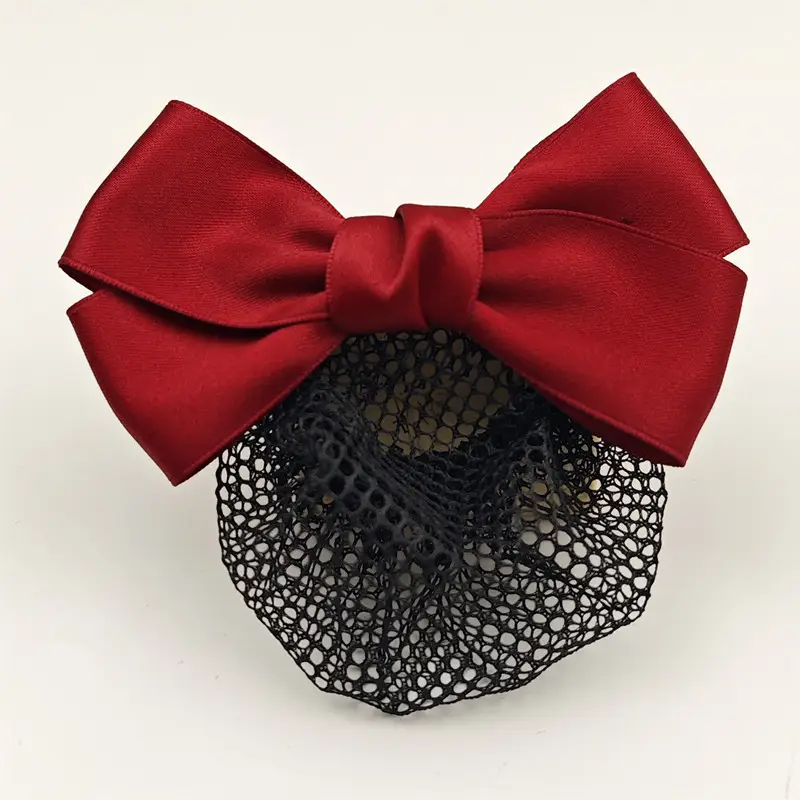 Black Embroidered Bow Hair Net for Women - Image 35