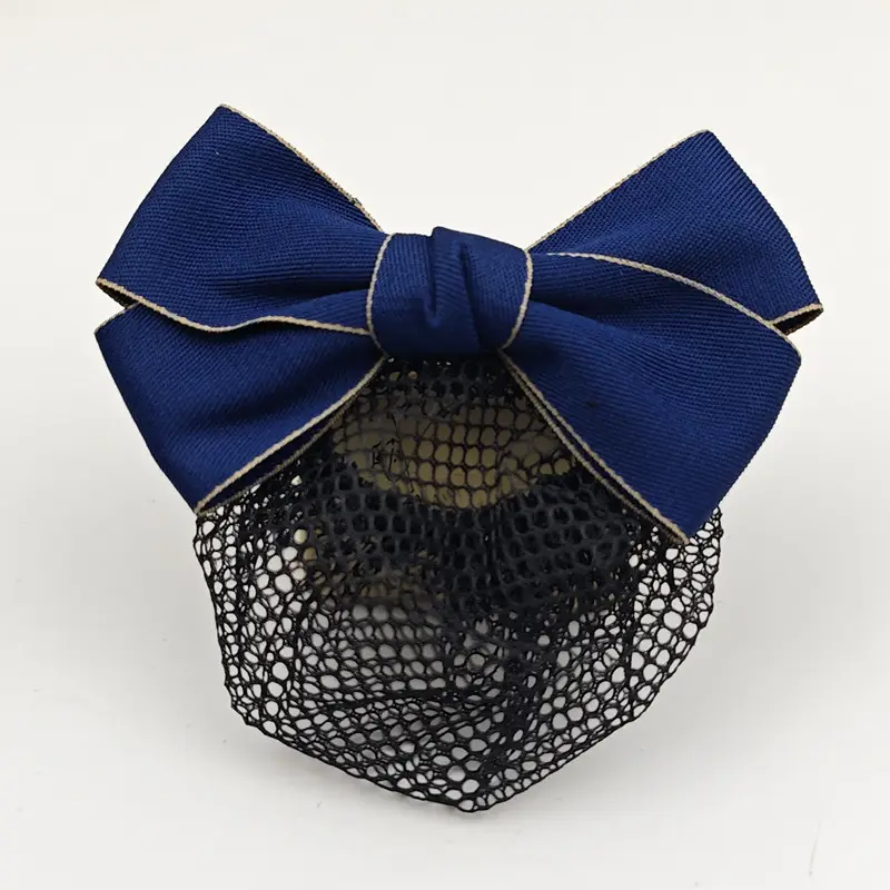 Black Embroidered Bow Hair Net for Women - Image 36