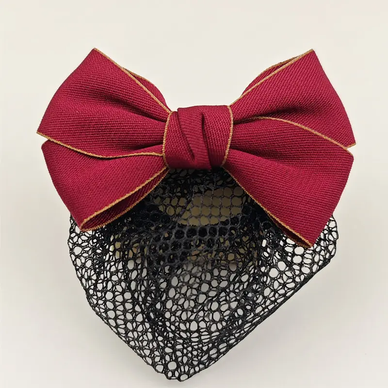 Black Embroidered Bow Hair Net for Women - Image 38