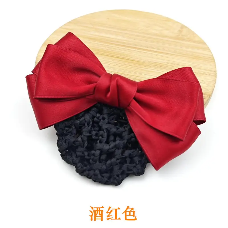 Black Embroidered Bow Hair Net for Women - Image 42
