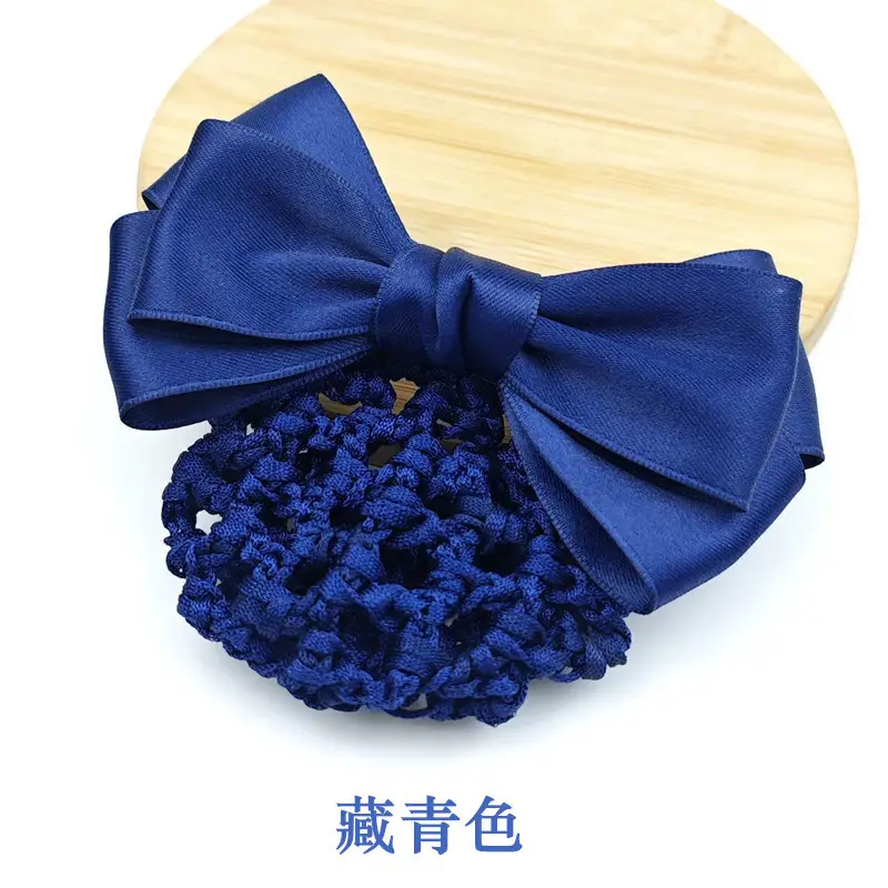 Black Embroidered Bow Hair Net for Women - Image 44