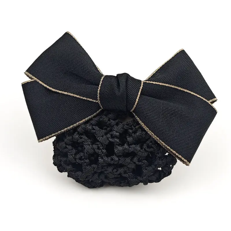 Black Embroidered Bow Hair Net for Women - Image 46