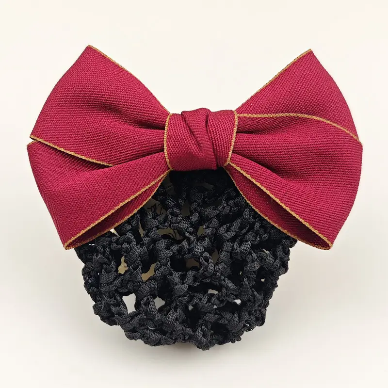 Black Embroidered Bow Hair Net for Women - Image 48