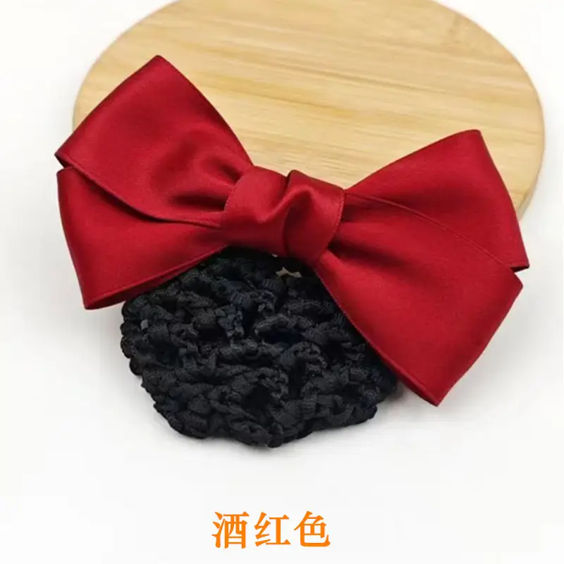 Black Embroidered Bow Hair Net for Women - Image 51