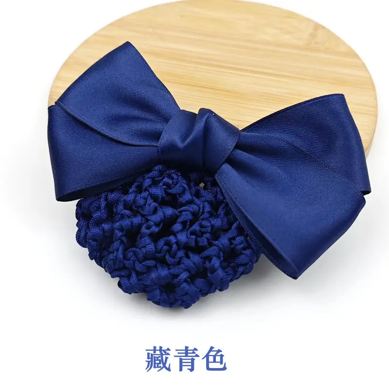 Black Embroidered Bow Hair Net for Women - Image 52