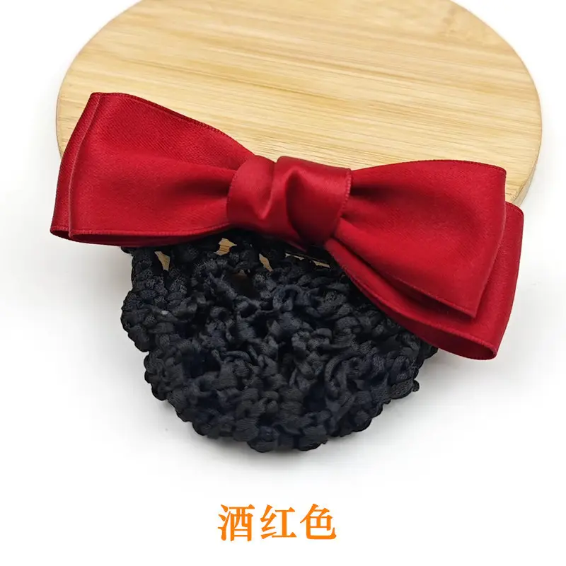 Black Embroidered Bow Hair Net for Women - Image 54