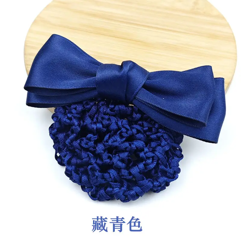 Black Embroidered Bow Hair Net for Women - Image 55