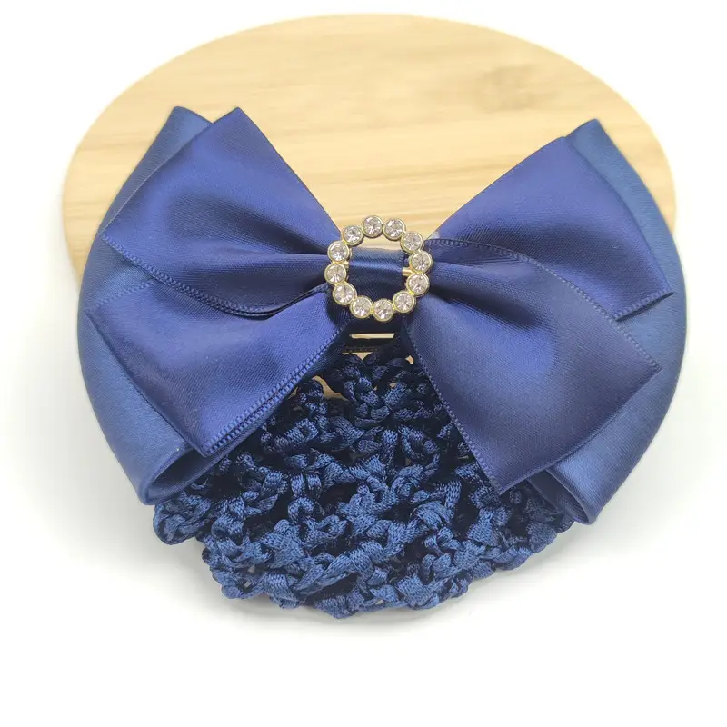 Black Embroidered Bow Hair Net for Women - Image 61