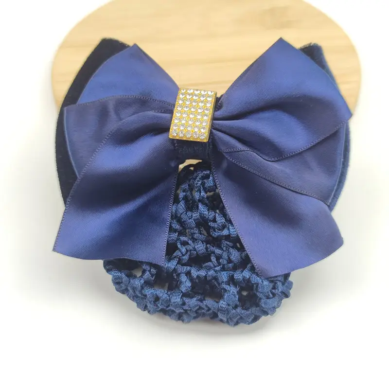 Black Embroidered Bow Hair Net for Women - Image 63