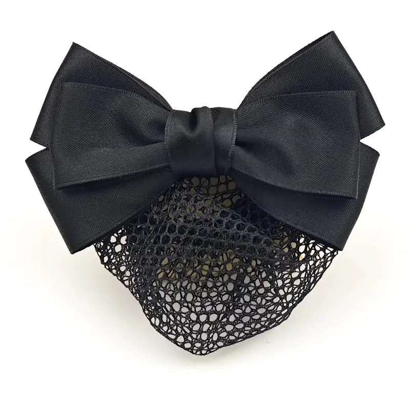Black Embroidered Bow Hair Net for Women - Image 65