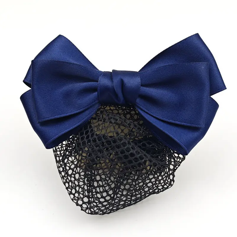 Black Embroidered Bow Hair Net for Women - Image 66
