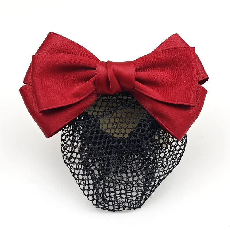 Black Embroidered Bow Hair Net for Women - Image 67