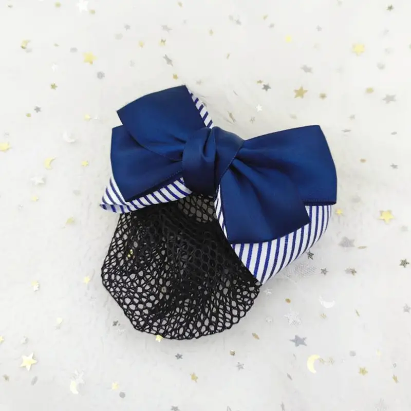 Black Embroidered Bow Hair Net for Women - Image 68