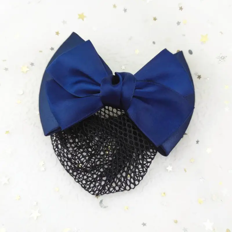 Black Embroidered Bow Hair Net for Women - Image 69