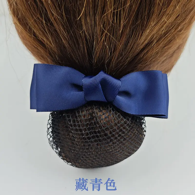 Black Embroidered Bow Hair Net for Women - Image 71