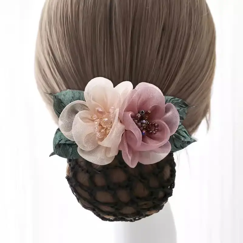 Black Embroidered Bow Hair Net for Women - Image 74