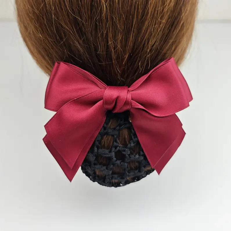 Black Embroidered Bow Hair Net for Women - Image 78