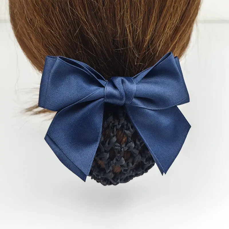 Black Embroidered Bow Hair Net for Women - Image 79