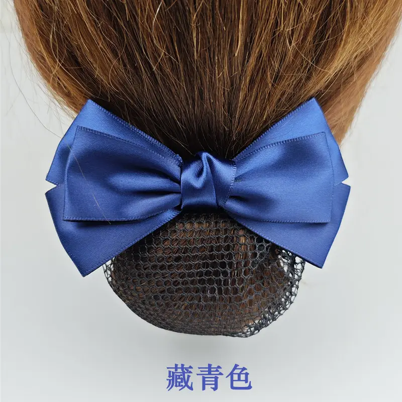 Black Embroidered Bow Hair Net for Women - Image 82