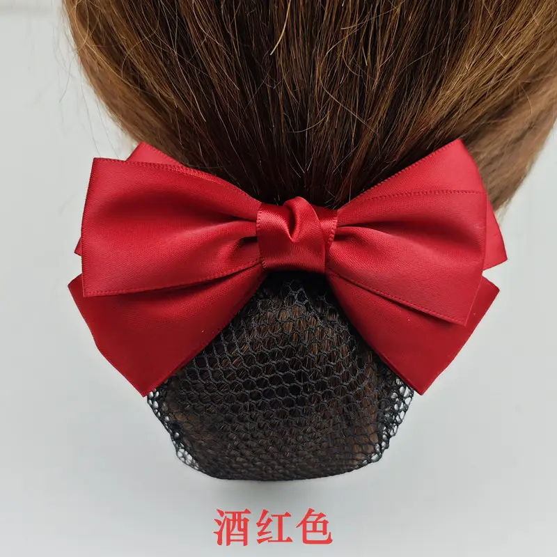 Black Embroidered Bow Hair Net for Women - Image 83