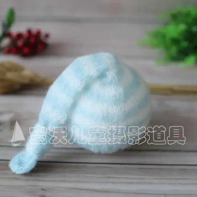 Newborn Baby Hat & Blanket Set Blue Knitted Studio Props - Image 25