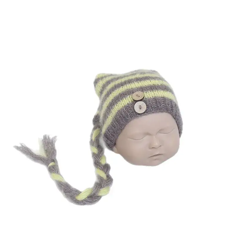 Newborn Baby Hat & Blanket Set Blue Knitted Studio Props - Image 28