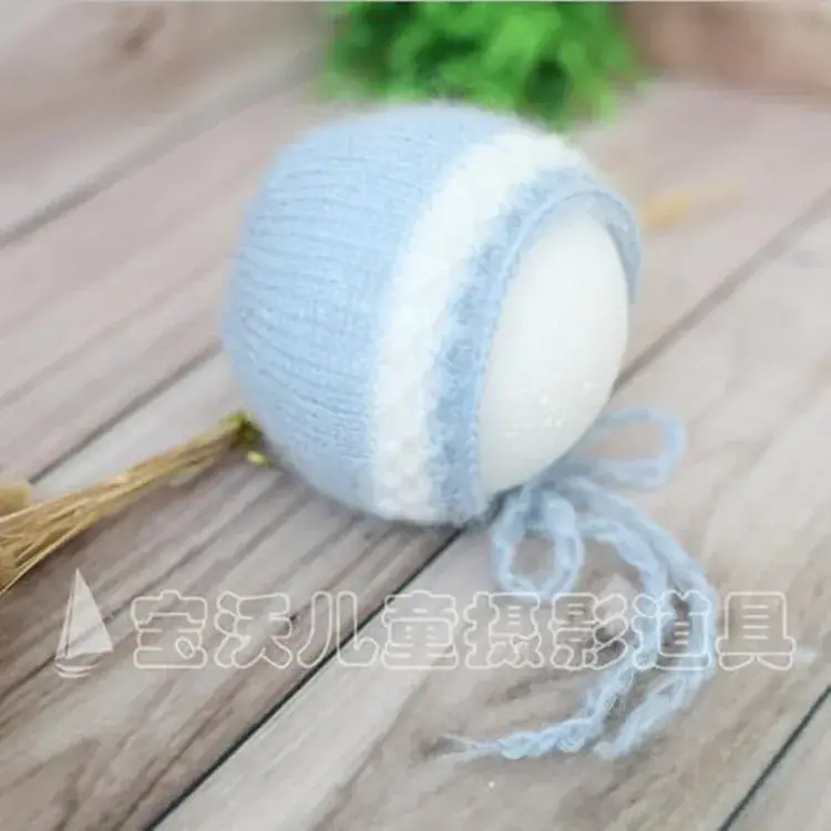 Blue Fleece Baby Hat for Newborns Studio Props - Image 25