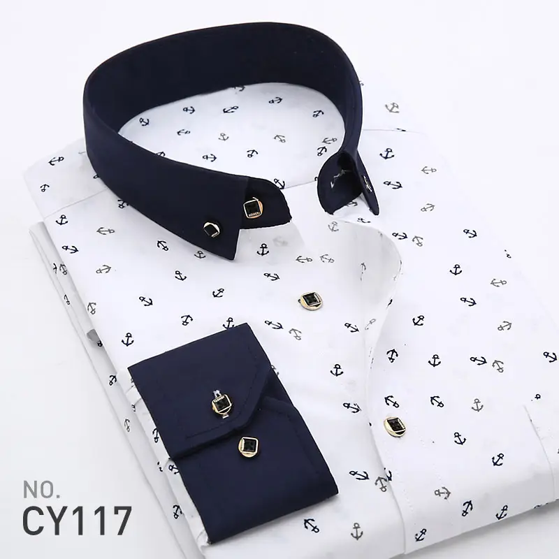 New Men's Printed Long Sleeve Plaid Shirt Gray - Image 23