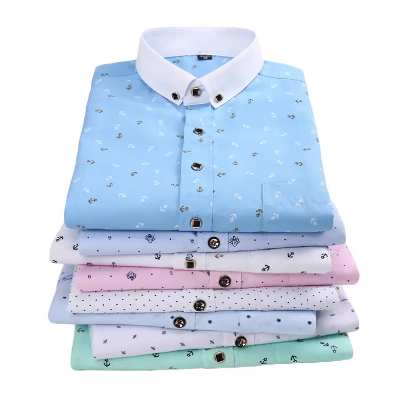 New Men's Printed Long Sleeve Plaid Shirt Gray - Image 25