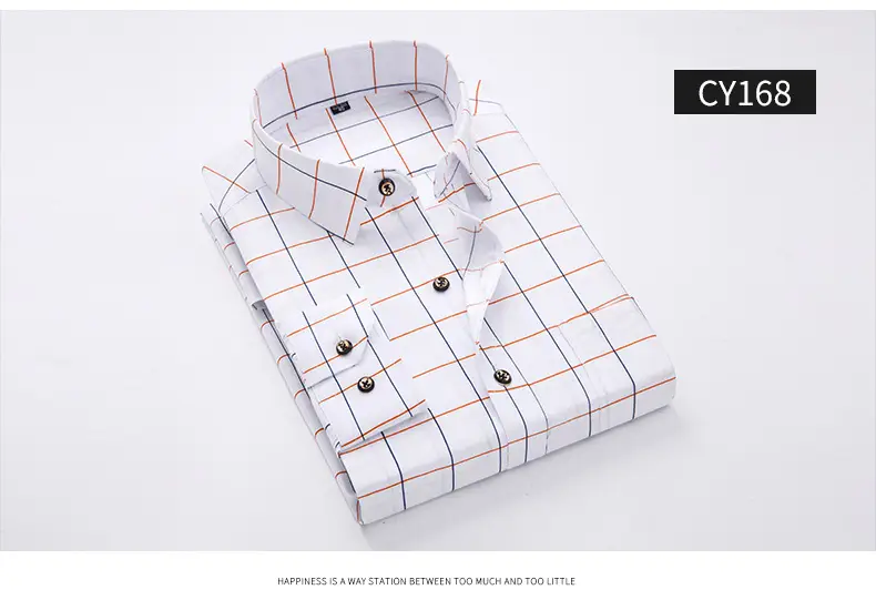 New Men's Printed Long Sleeve Plaid Shirt Gray — feature 19