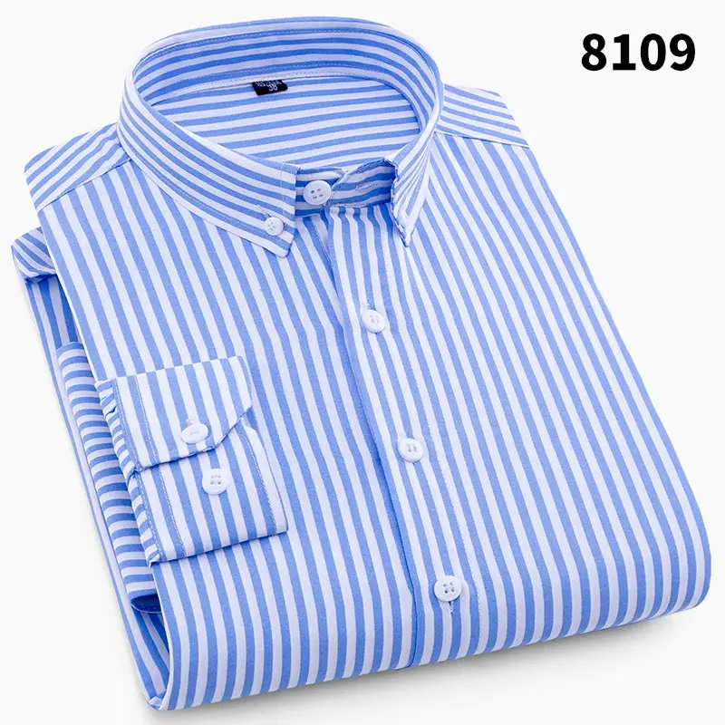 New Men's Printed Long Sleeve Plaid Shirt Gray - Image 15