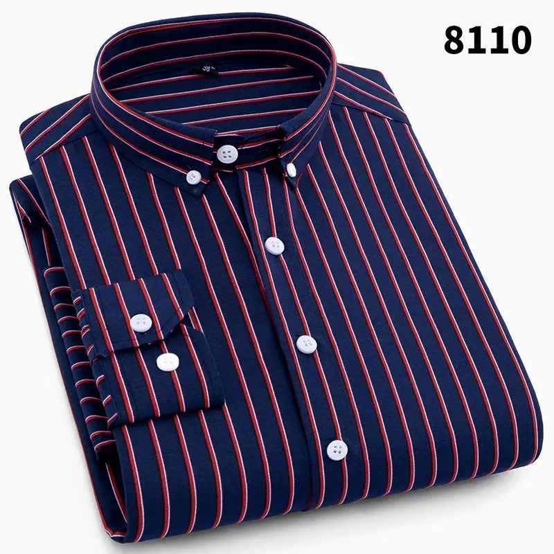 New Men's Printed Long Sleeve Plaid Shirt Gray - Image 16