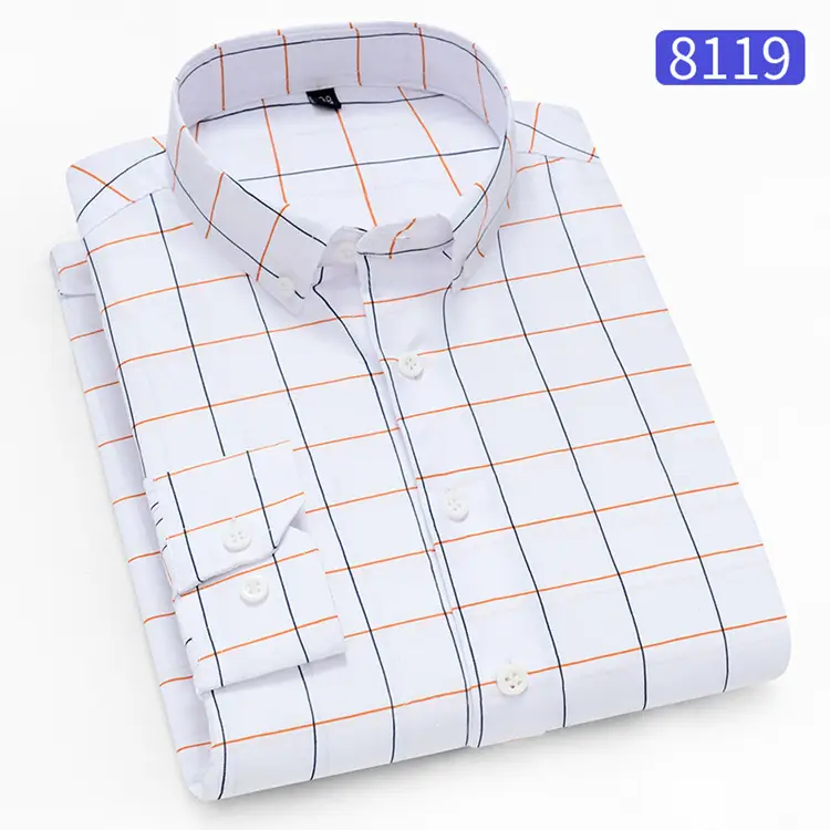 New Men's Printed Long Sleeve Plaid Shirt Gray - Image 21