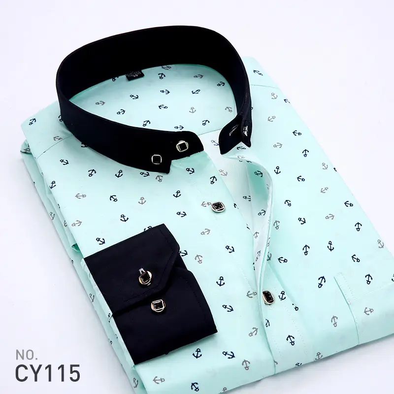 New Men's Printed Long Sleeve Plaid Shirt Gray - Image 3