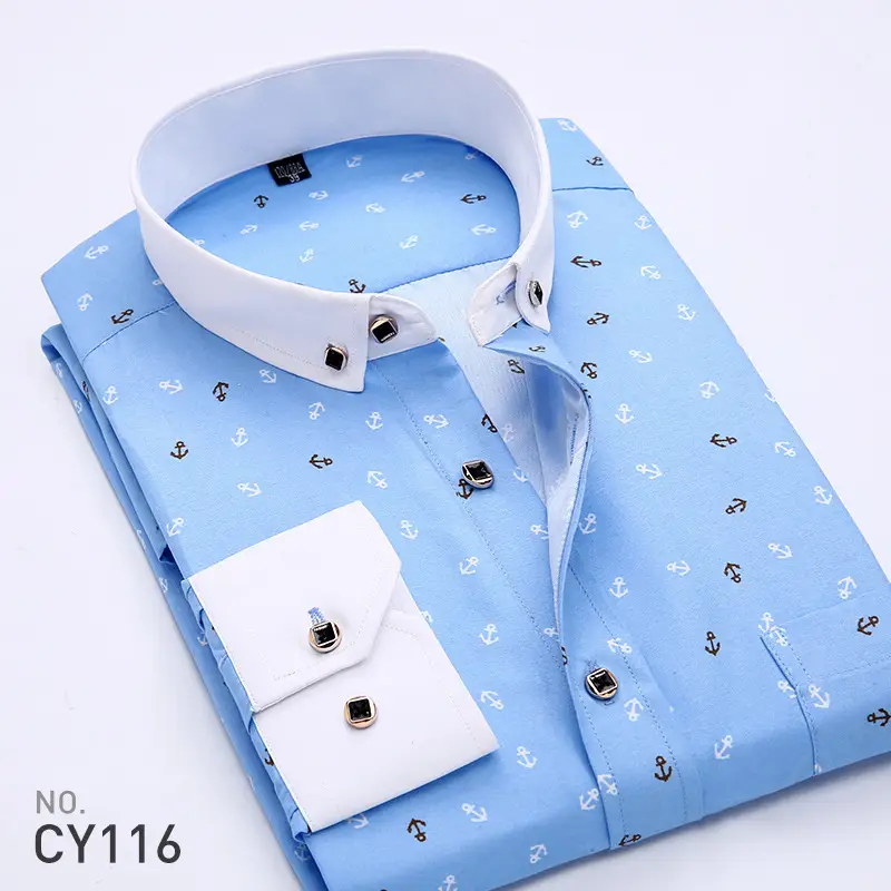 New Men's Printed Long Sleeve Plaid Shirt Gray - Image 4