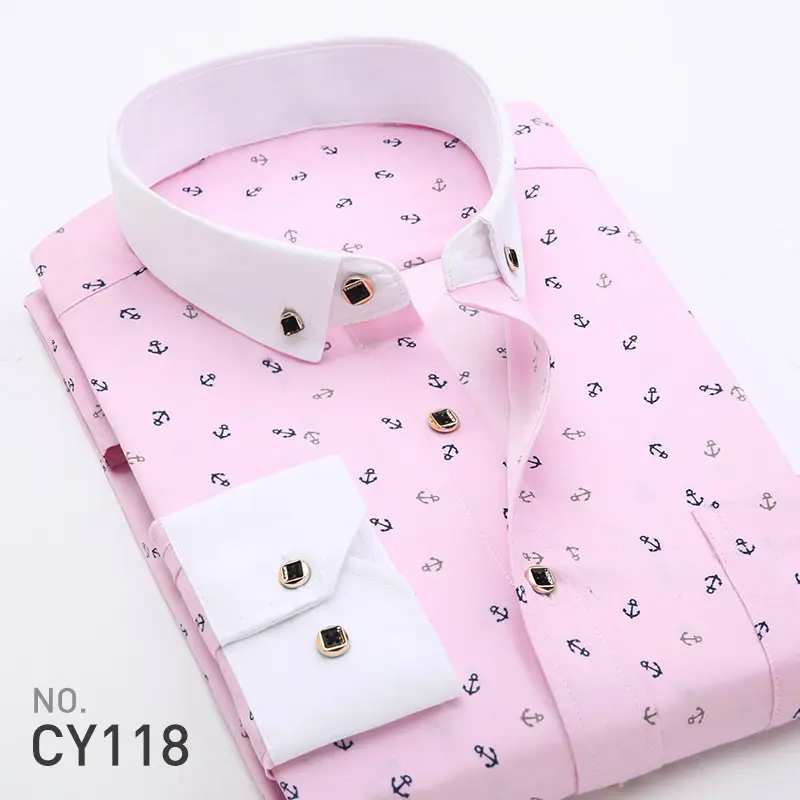 New Men's Printed Long Sleeve Plaid Shirt Gray - Image 6