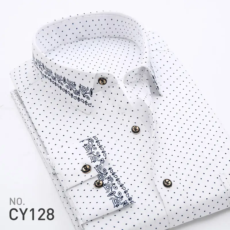 New Men's Printed Long Sleeve Plaid Shirt Gray - Image 8
