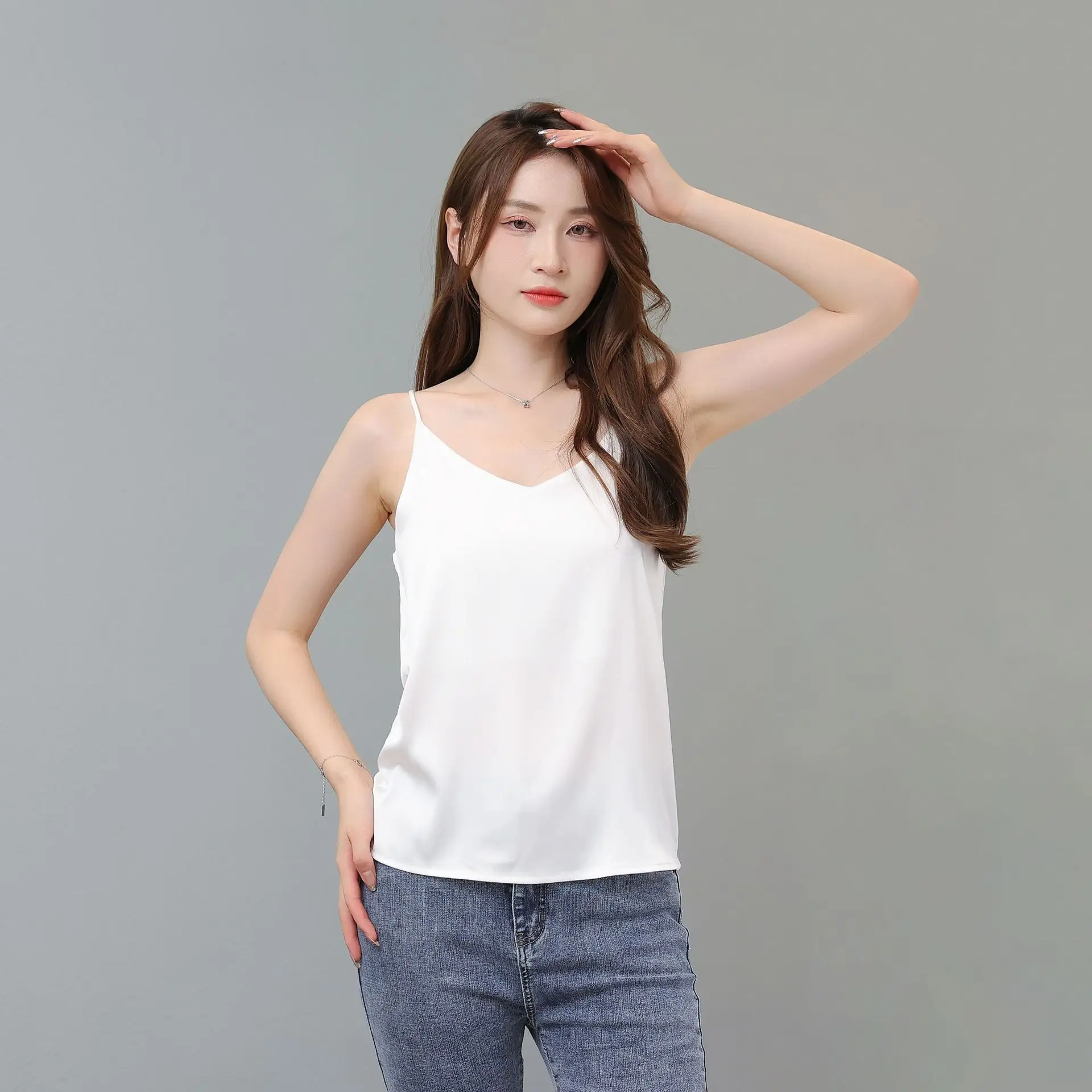 Silk Sling V-Neck Tops for Women Spring Summer Wear — feature 10