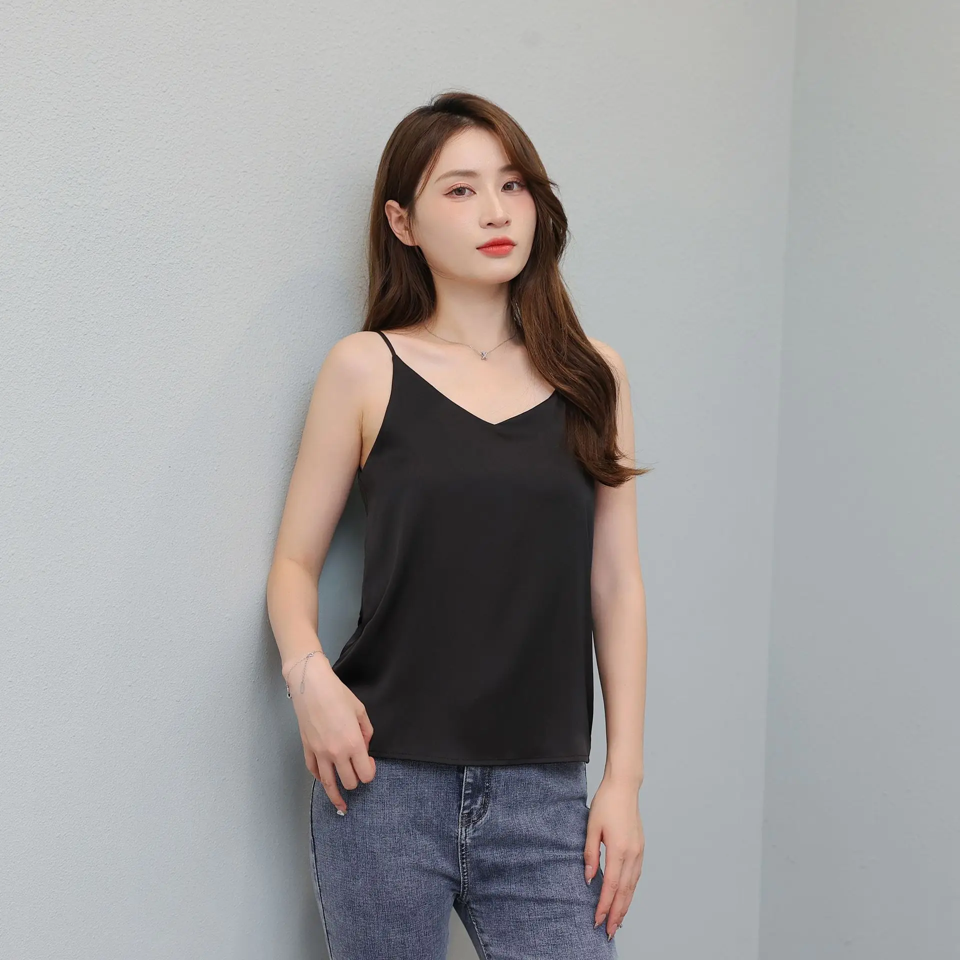 Silk Sling V-Neck Tops for Women Spring Summer Wear — feature 13
