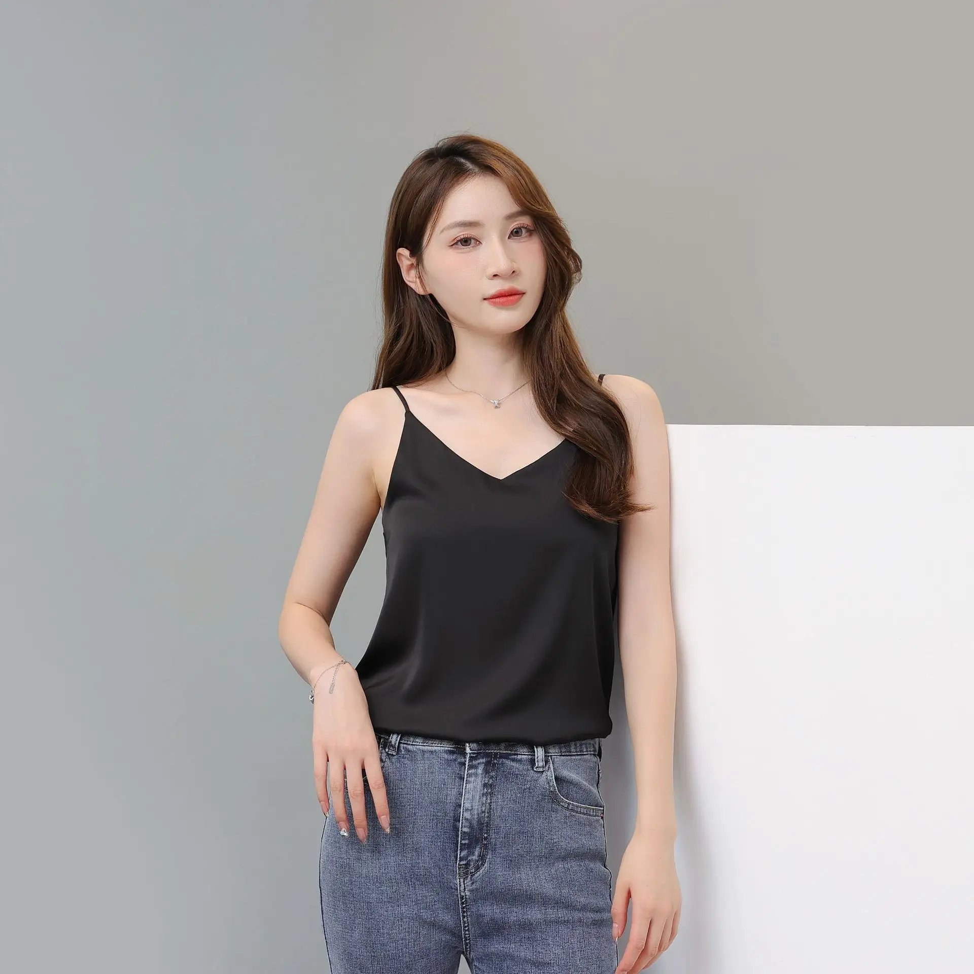 Silk Sling V-Neck Tops for Women Spring Summer Wear — feature 14