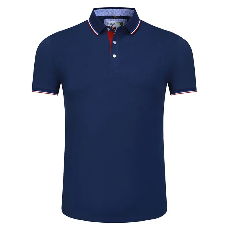 Men Blue Polo Shirt with Embroidered Collar - Image 13