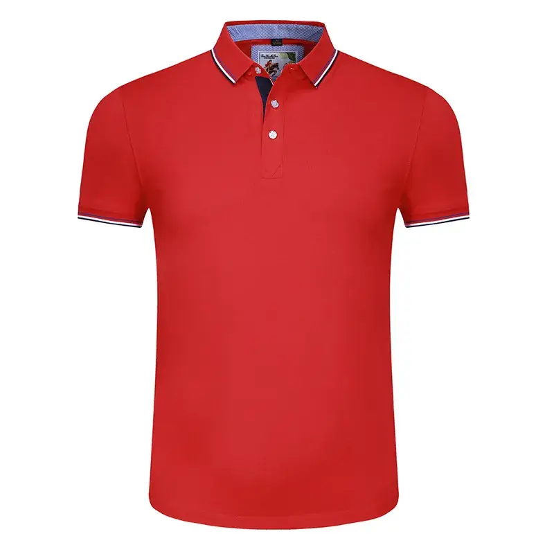 Men Blue Polo Shirt with Embroidered Collar - Image 2