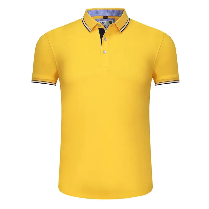 Men Blue Polo Shirt with Embroidered Collar - Image 3