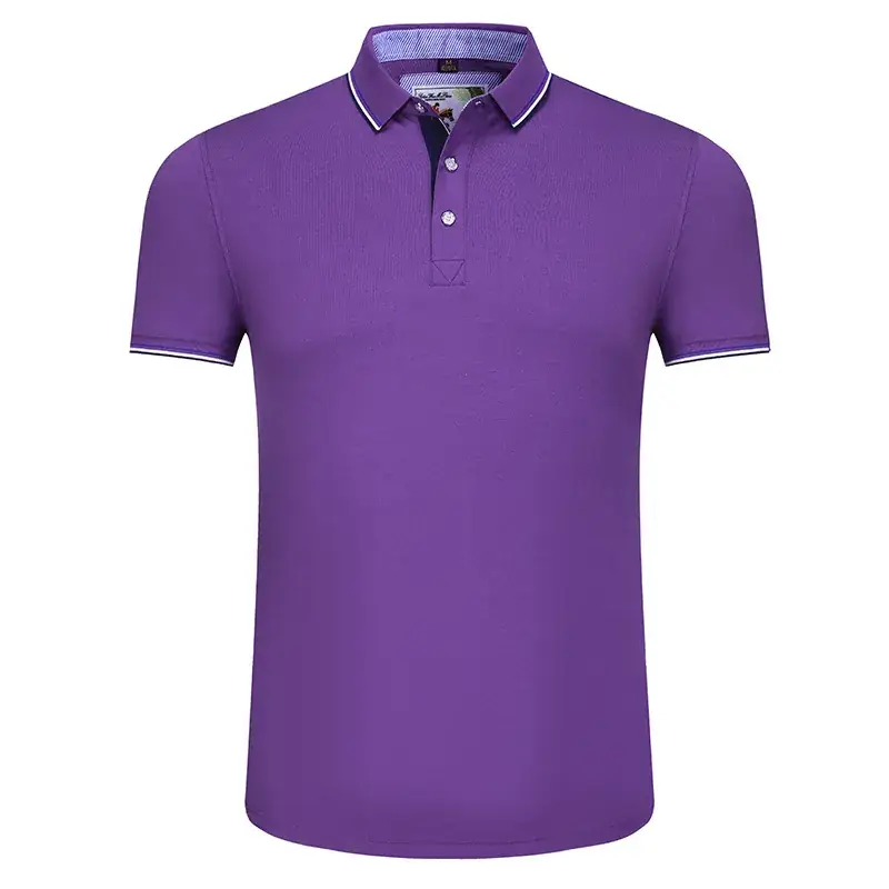Men Blue Polo Shirt with Embroidered Collar - Image 4
