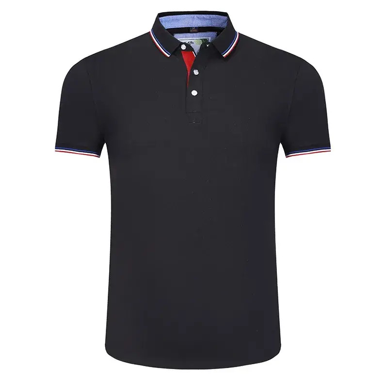 Men Blue Polo Shirt with Embroidered Collar - Image 6