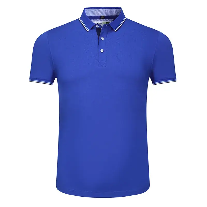 Men Blue Polo Shirt with Embroidered Collar - Image 7
