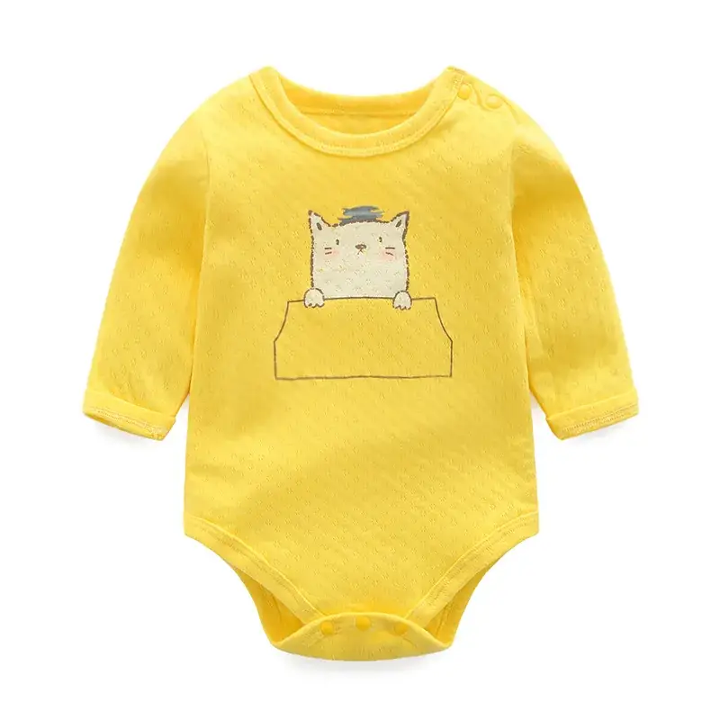 Sweet House 2018 Baby Cotton Long Sleeve Romper Yellow - Image 2