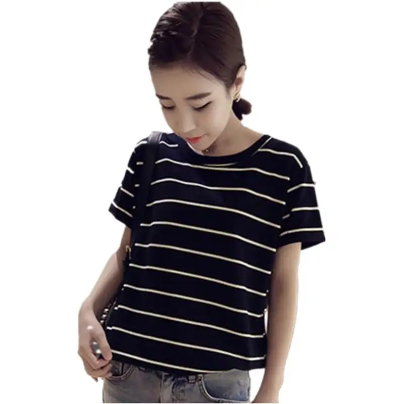 2025 Summer Loose Striped T-Shirt Women Plus Size