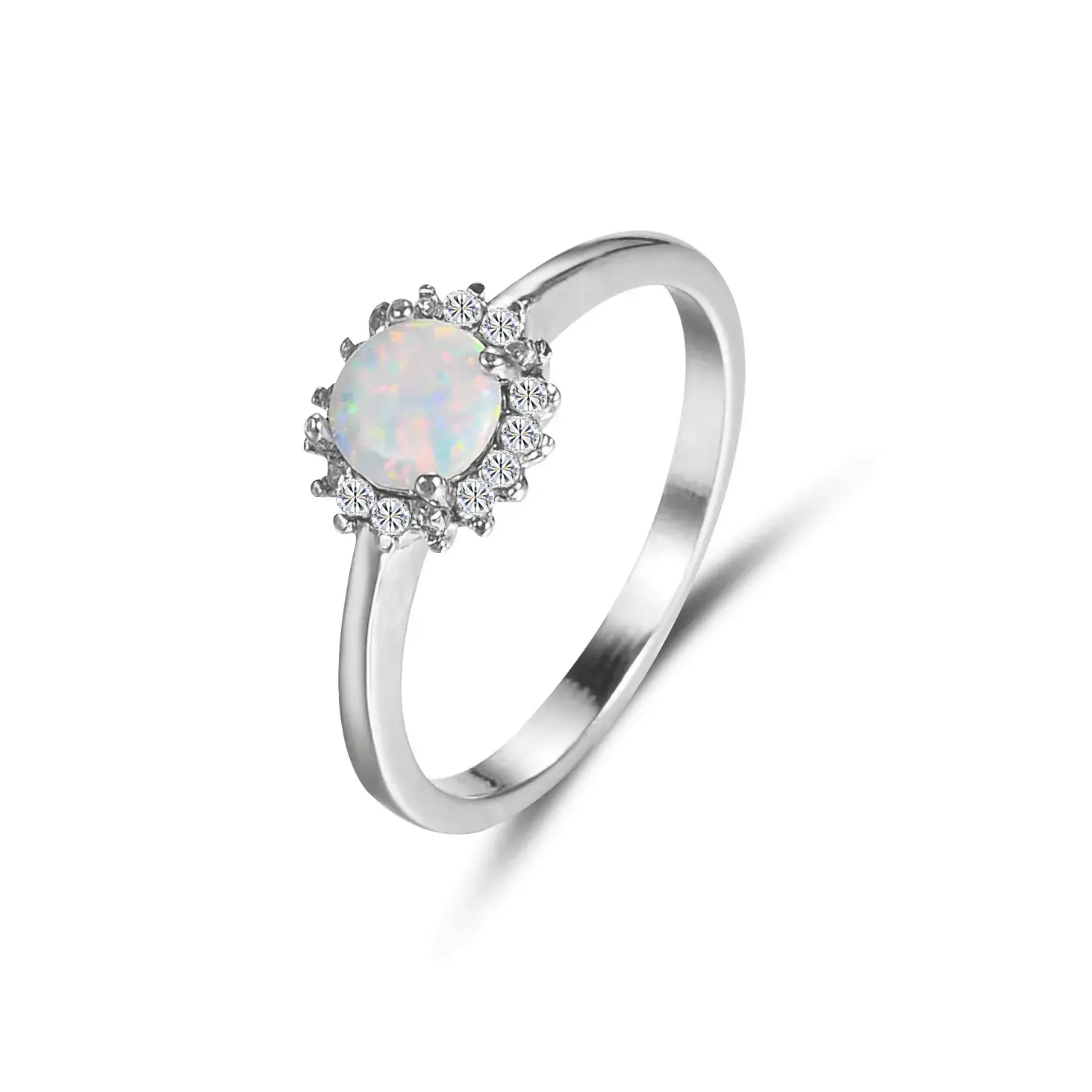 Silver Opal Ring with Diamond Set for Women - Image 5